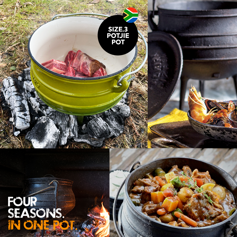 South African Size 3 Potjie Pot Cast Iron Outdoor Cooking Pot SMOKE south-african-size-3-potjie-pot-cast-iron-outdoor-cooking-pot-smoke